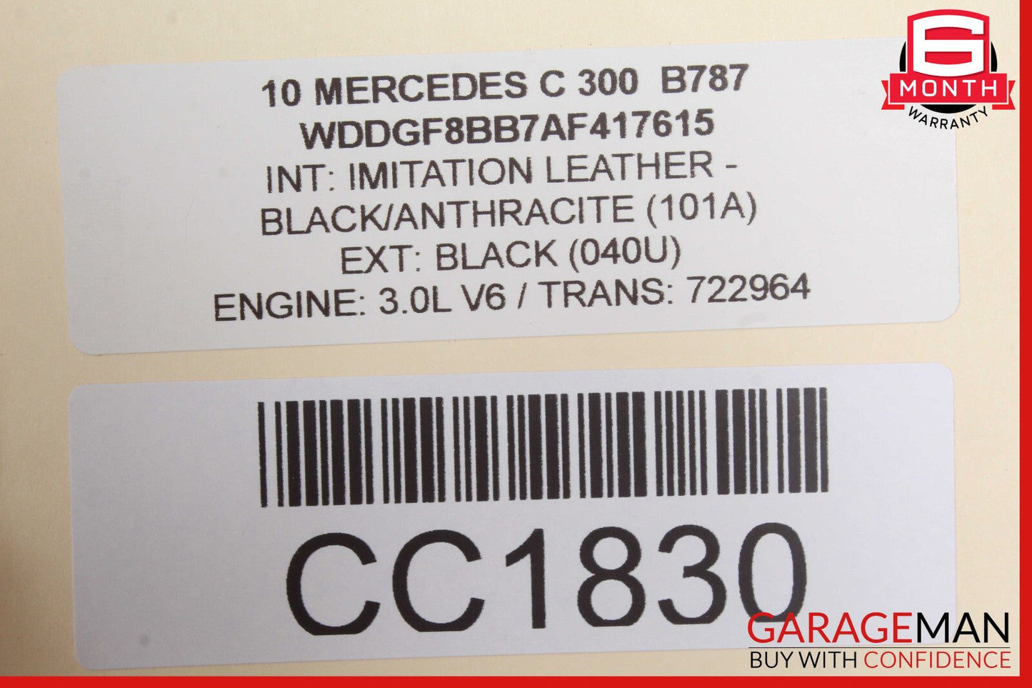 08-14 Mercedes W204 C300 Front Right Passenger Side Top Upper Seat Cushion Black