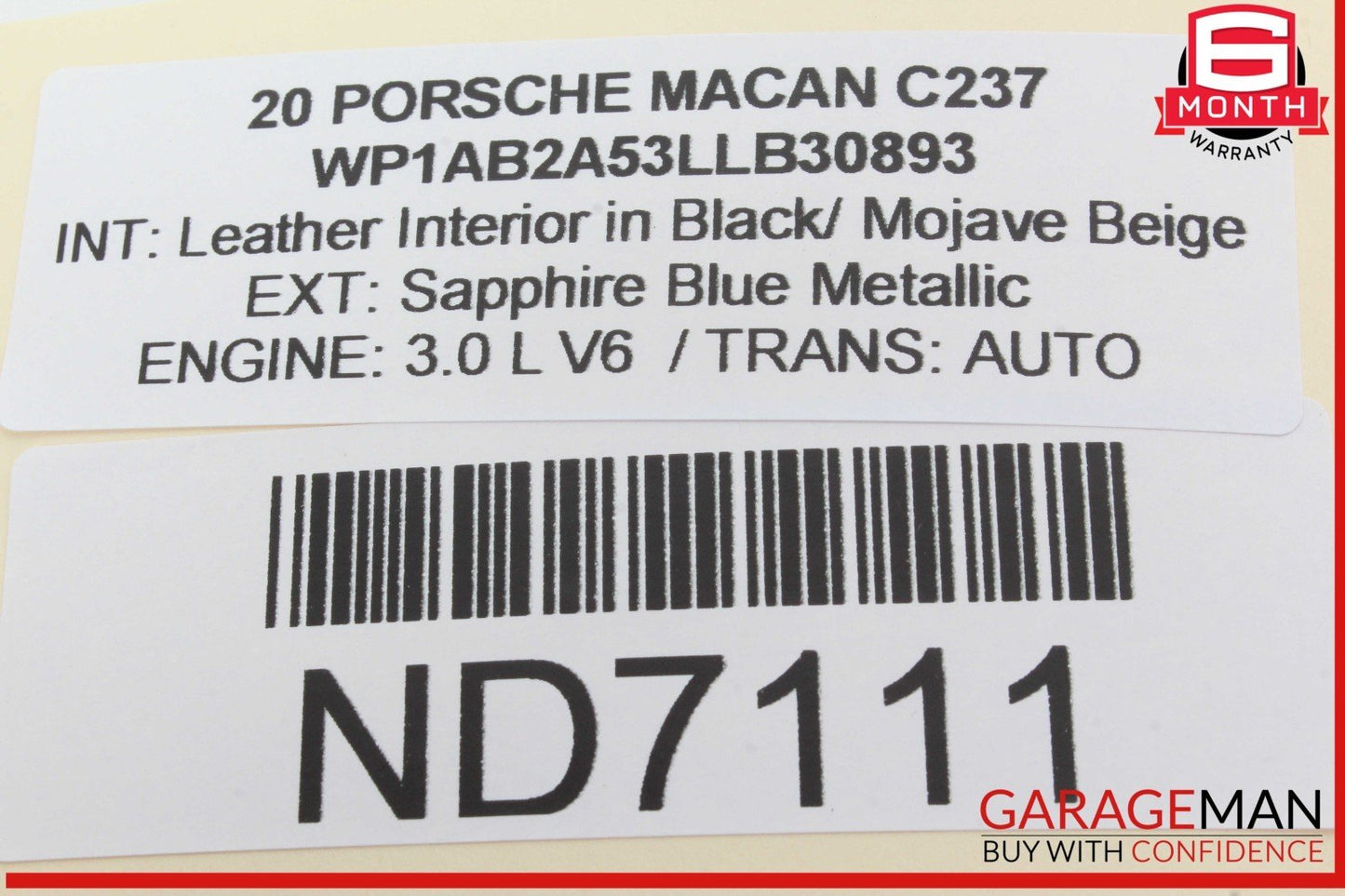 15-24 Porsche Macan 95B Front Right Passenger Side Dash Air Bag 95B880204 OEM
