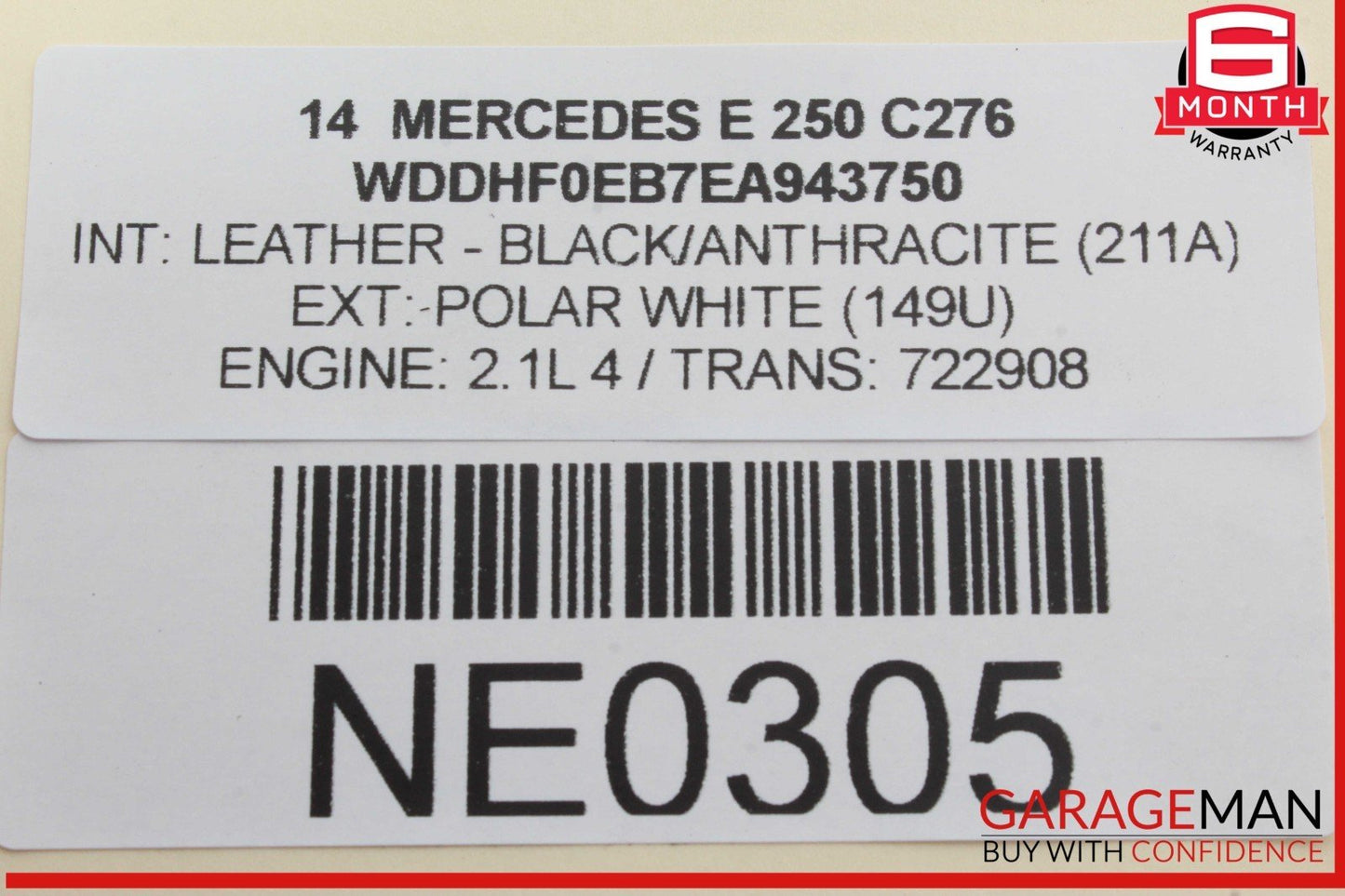 14-16 Mercedes W212 E250 Right Passenger Side Exterior Door Handle White OEM