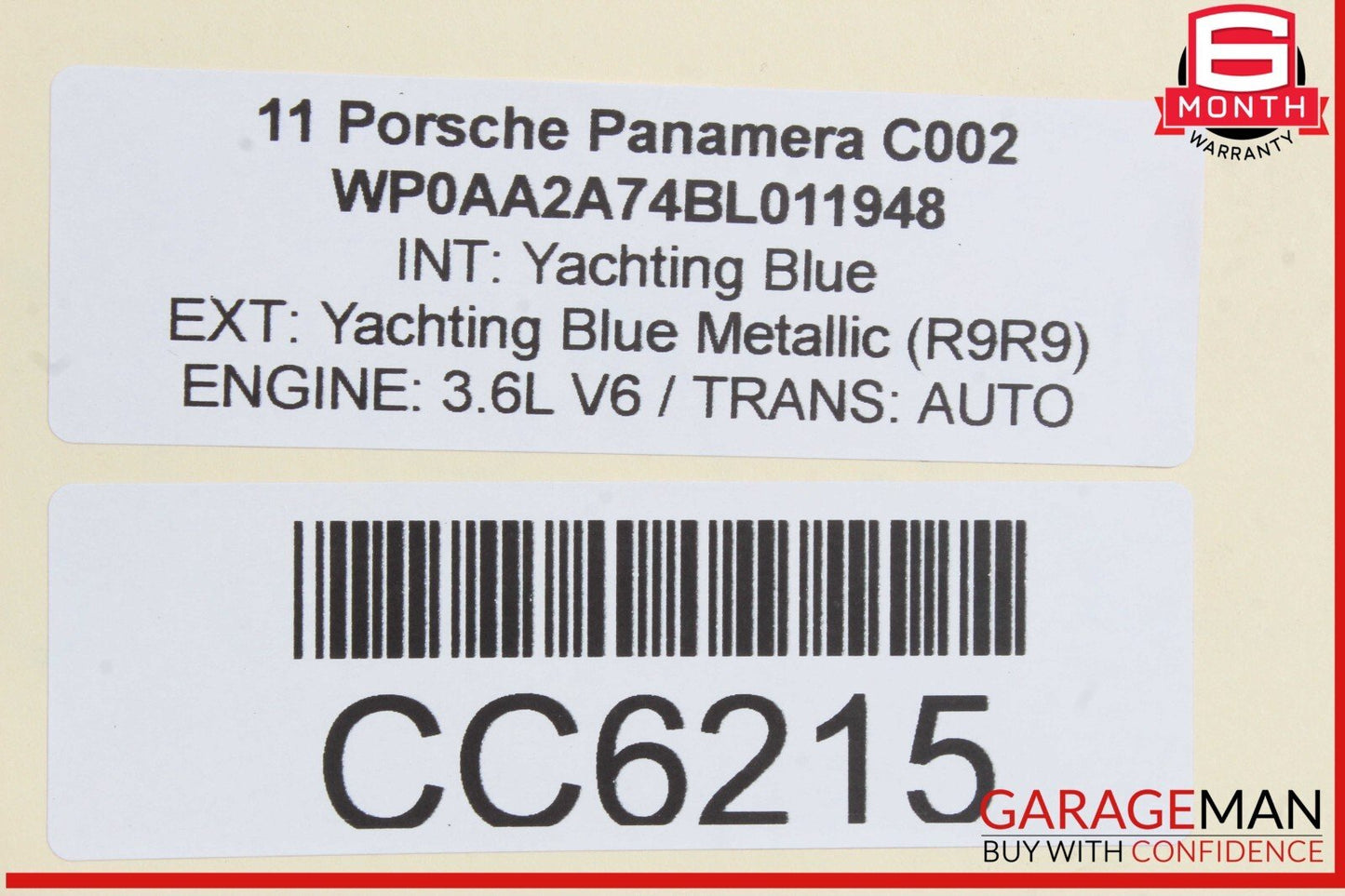 10-16 Porsche Panamera 970 Rear Right Side Interior Door Panel Leater OEM