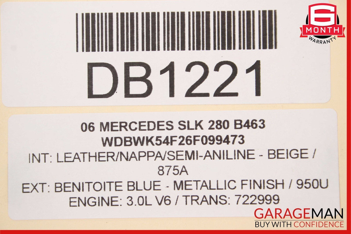 06-11 Mercedes R171 SLK280 C300 3.0L V6 M272 Engine Motor Block Assembly 169k