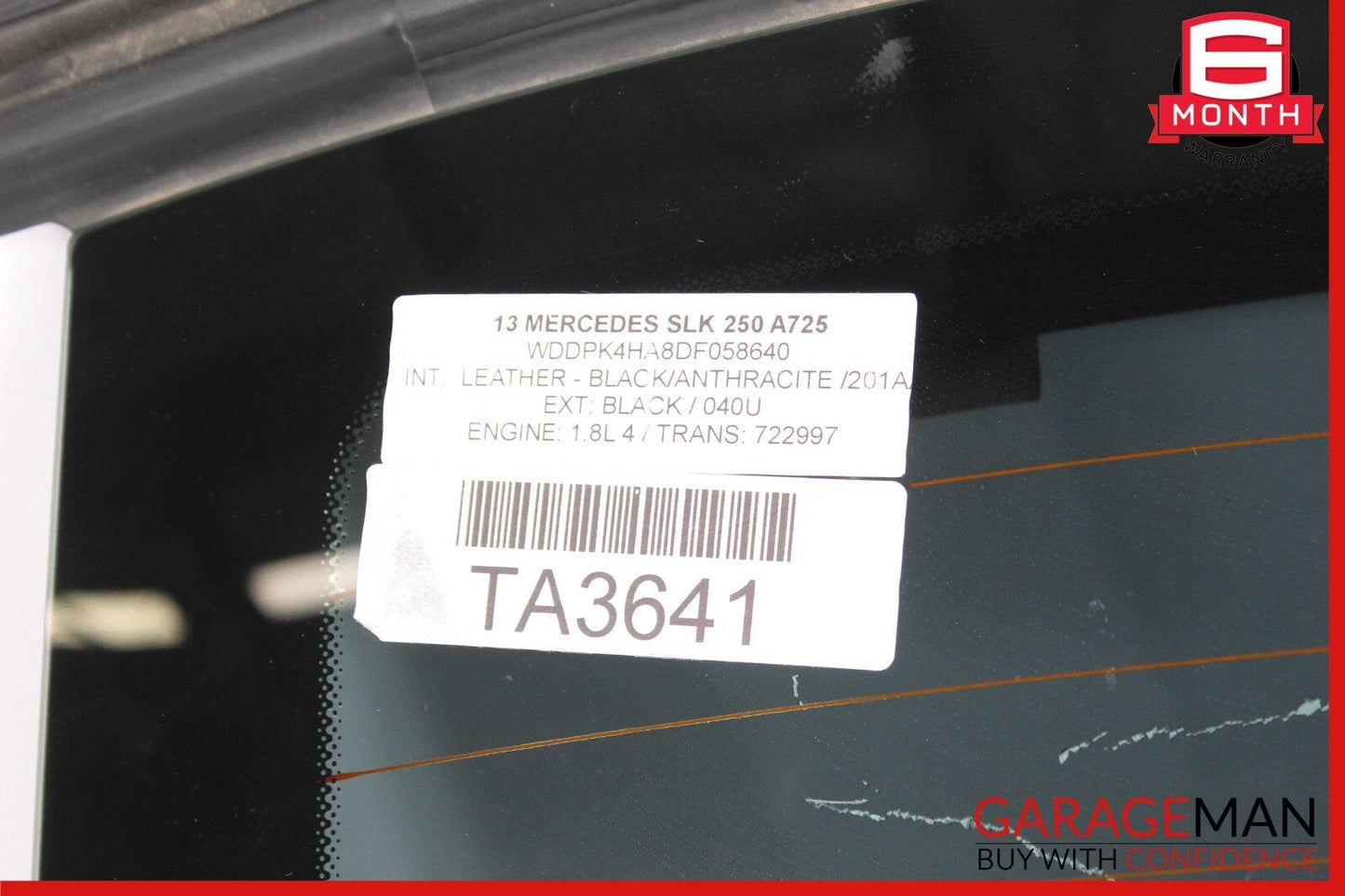12-16 Mercedes R172 SLK250 SLK350 Rear Windshield Back Window Glass Panel OEM