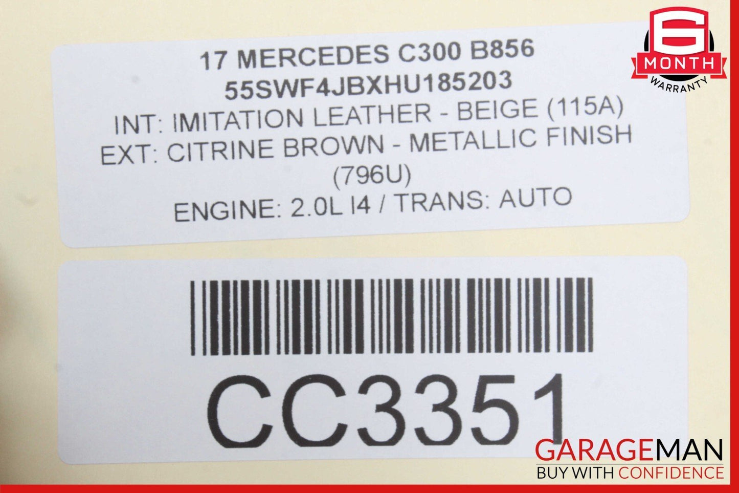 15-18 Mercedes W205 C300 C400 Front Right Side Lower Bottom Seat Cushion OEM