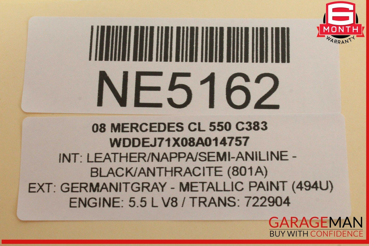 07-14 Mercedes W216 CL550 Rear Right Passenger Side Quarter Airbag Air Bag OEM