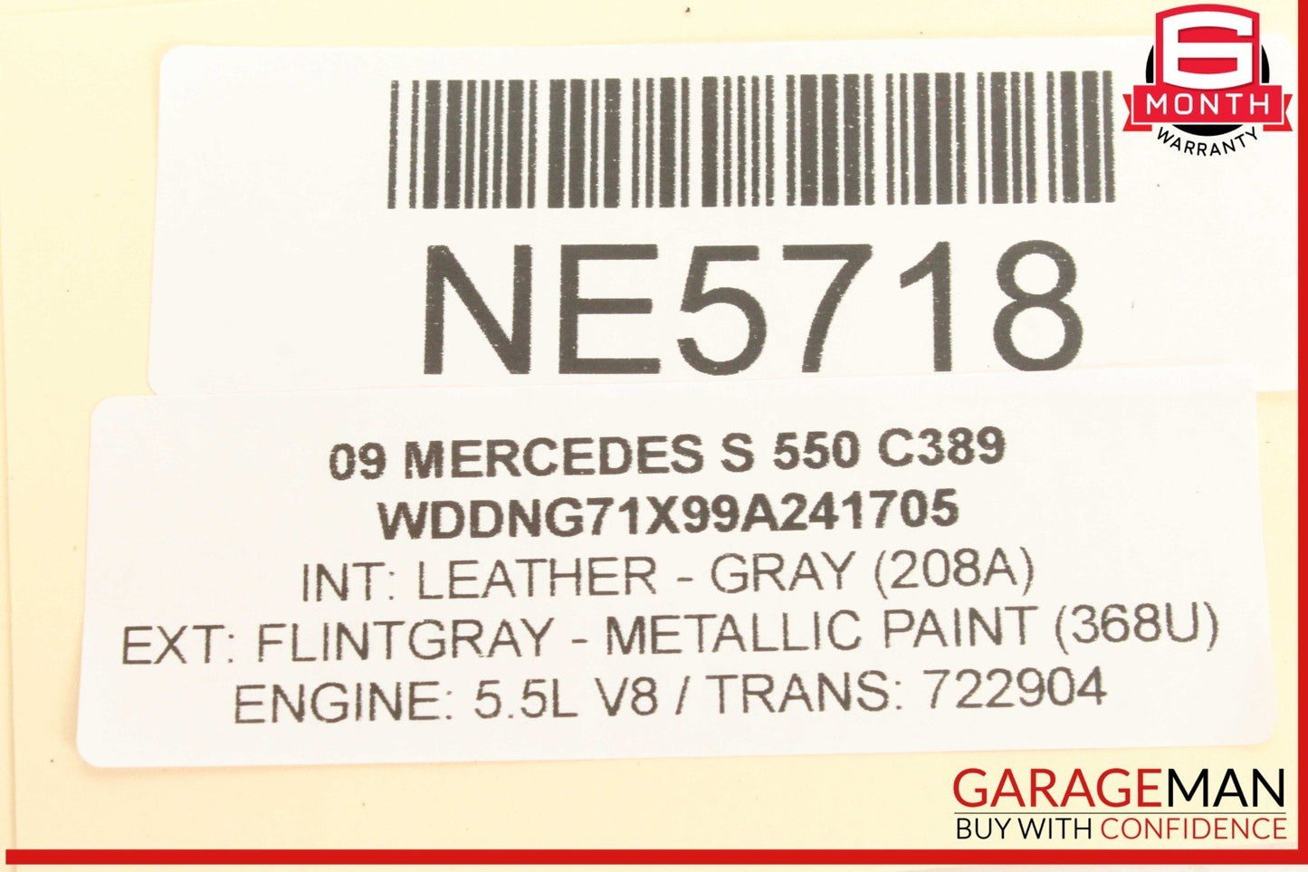 07-09 Mercedes W221 S550 S600 Front Left Side Door Rear View Mirror Gray OEM