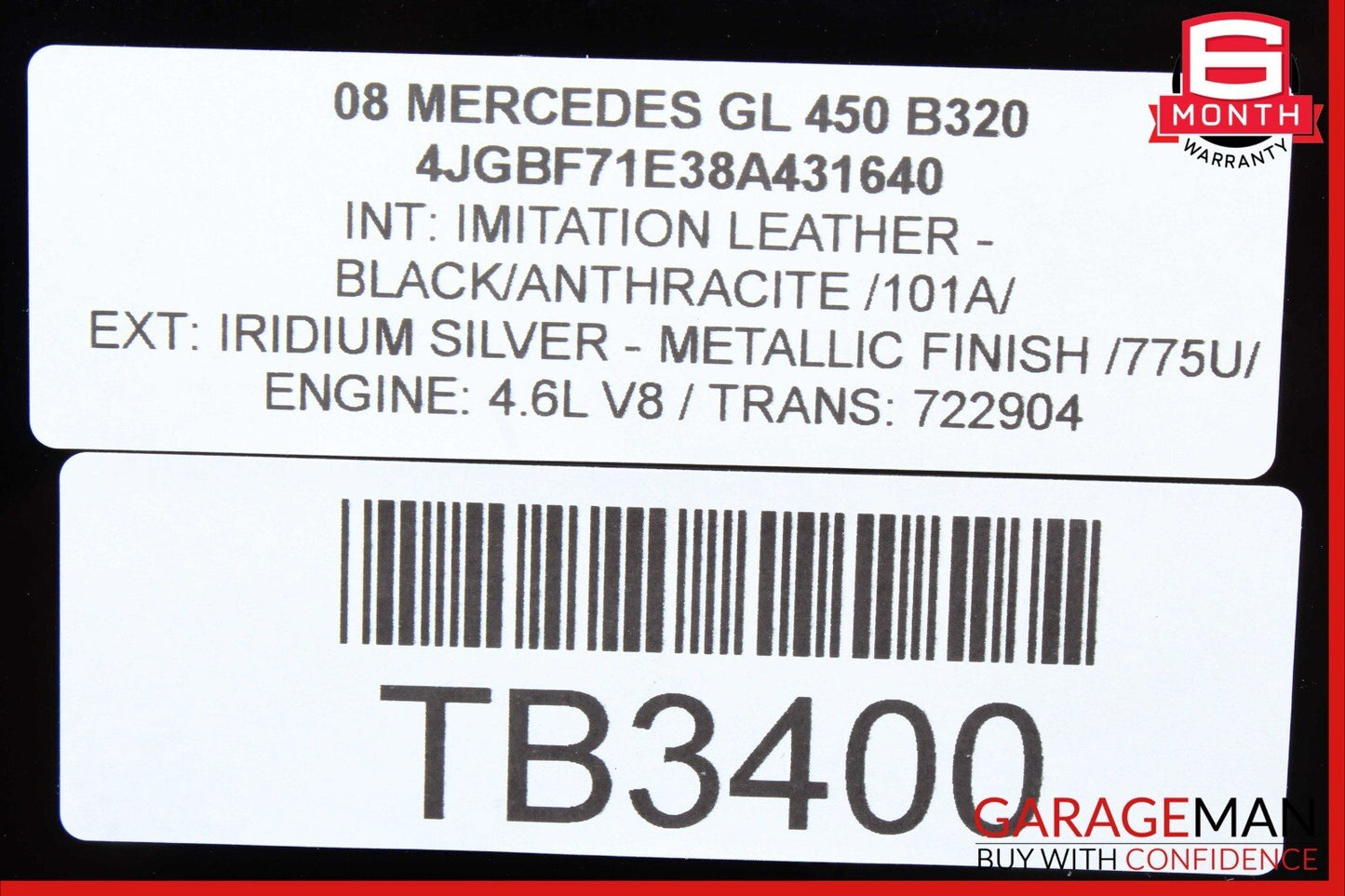 07-12 Mercedes X164 GL450 Rear Left Side Quarter Window Glass w/ Moulding Trim