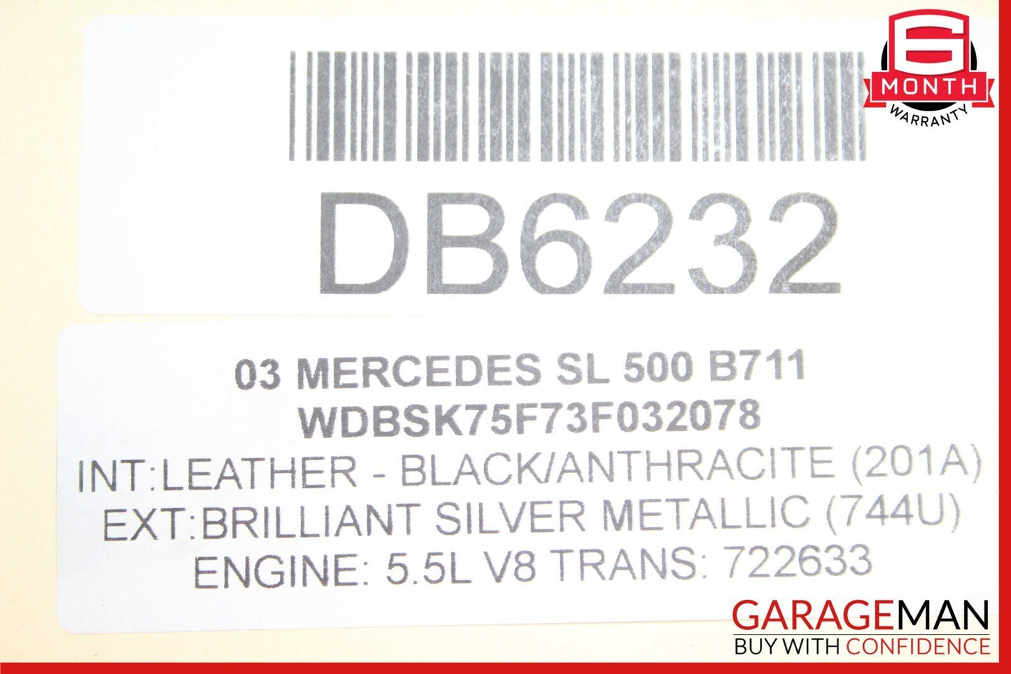 03-08 Mercedes SL500 SL550 SL55 AMG Front Bumper Reinforcement Impact Bar Rebar