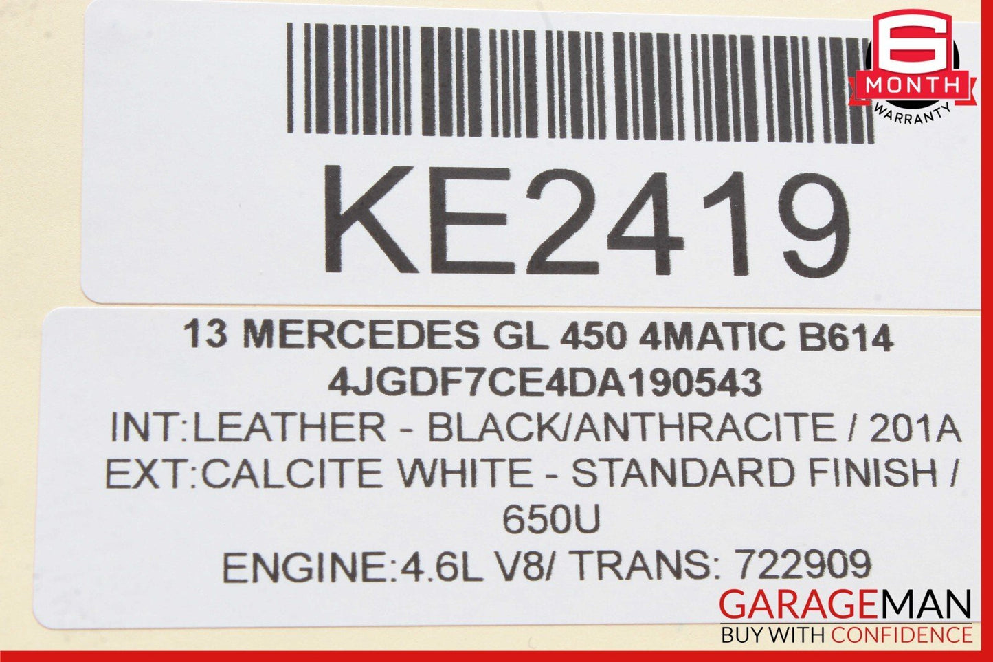 13-16 Mercedes X166 GL450 GL550 Rear Left Quarter Window Regulator Motor OEM