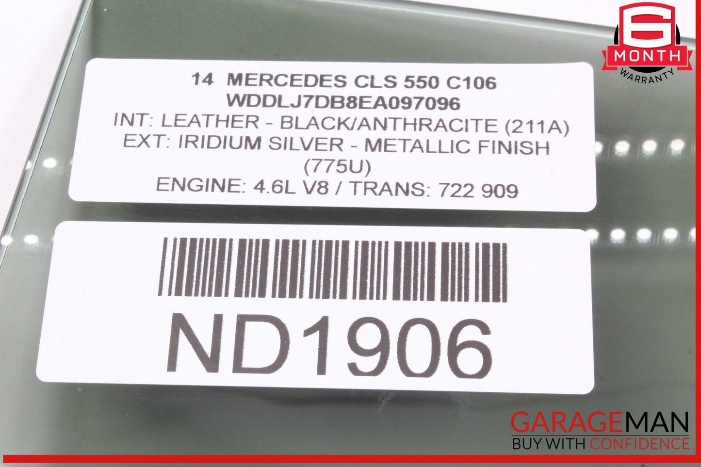 12-18 Mercedes W218 CLS550 CLS63 AMG Rear Left Driver Side Door Window Glass OEM