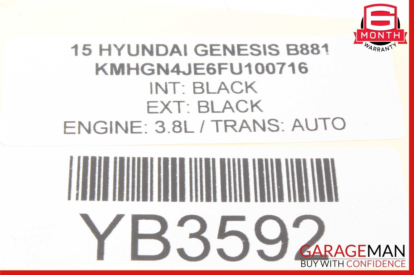 15-20 Hyundai Genesis Rear Right Side Seat Belt Retractor 89820-B1500 OEM