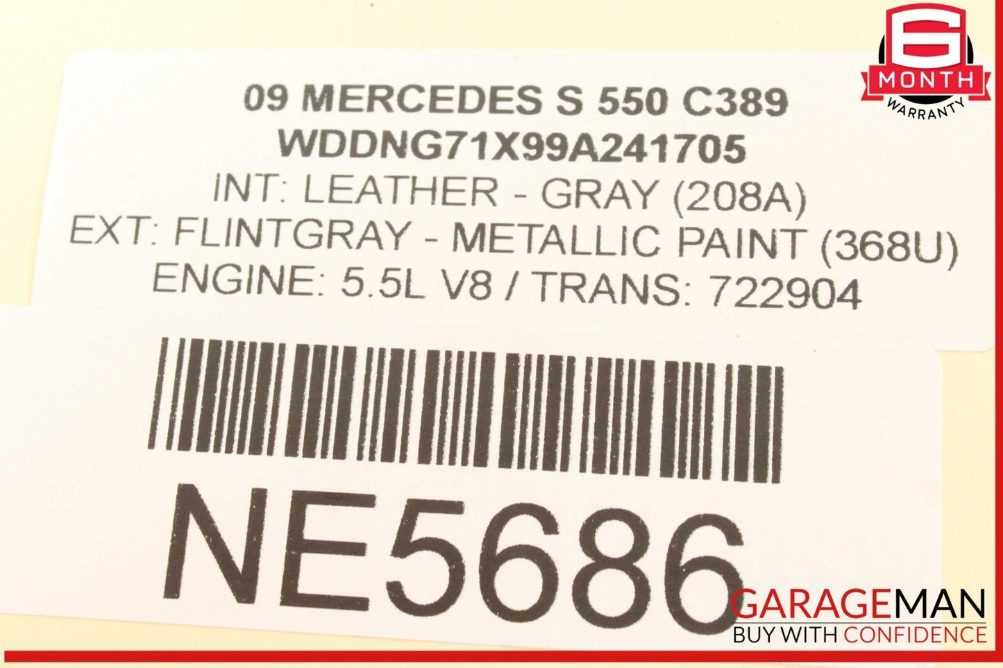 07-13 Mercedes W221 S550 Front Left Driver Side Exterior Door Handle Gray OEM