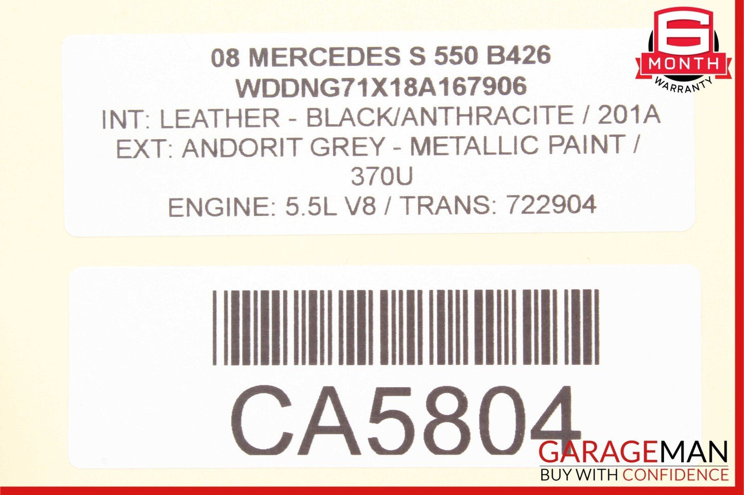 07-13 Mercedes W221 S550 S600 Rear Right Keyless Go Exterior Door Handle Grey