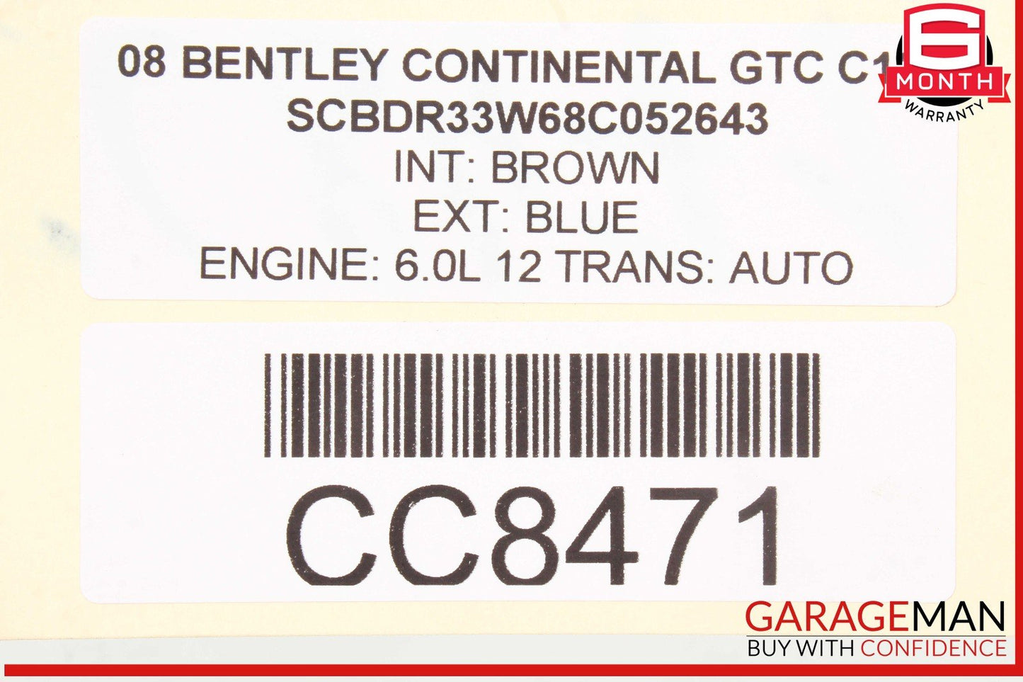 03-13 Bentley Continental GTC Rear Bumper Reinforcement Impact Crash Bar OEM