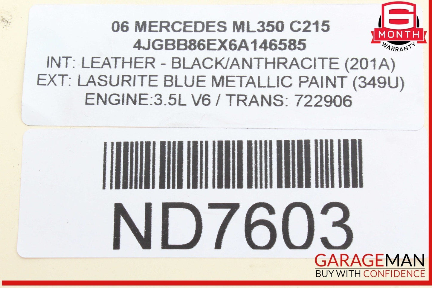 05-12 Mercedes W164 ML350 Left Side Engine Camshaft Cam Shaft Exhaust OEM