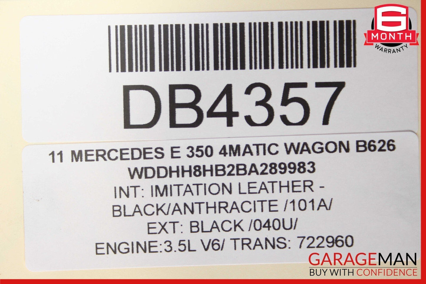 11-13 Mercedes W212 E350 Wagon Rear Left Driver Side Door Shell Assembly Black