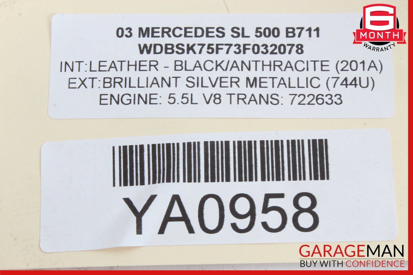 03-08 Mercedes R230 SL500 Rear Left Seat Belt Retractor Luggage w/ Speaker OEM
