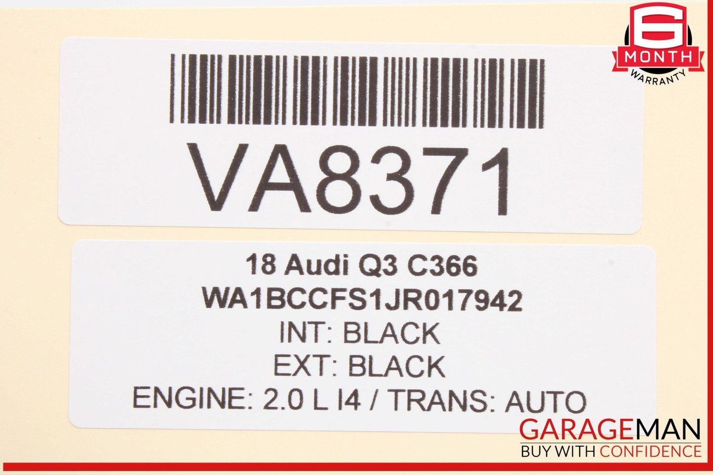15-18 Audi Q3 Right Passenger Side Exterior Door Handle Black 8U0837886 OEM