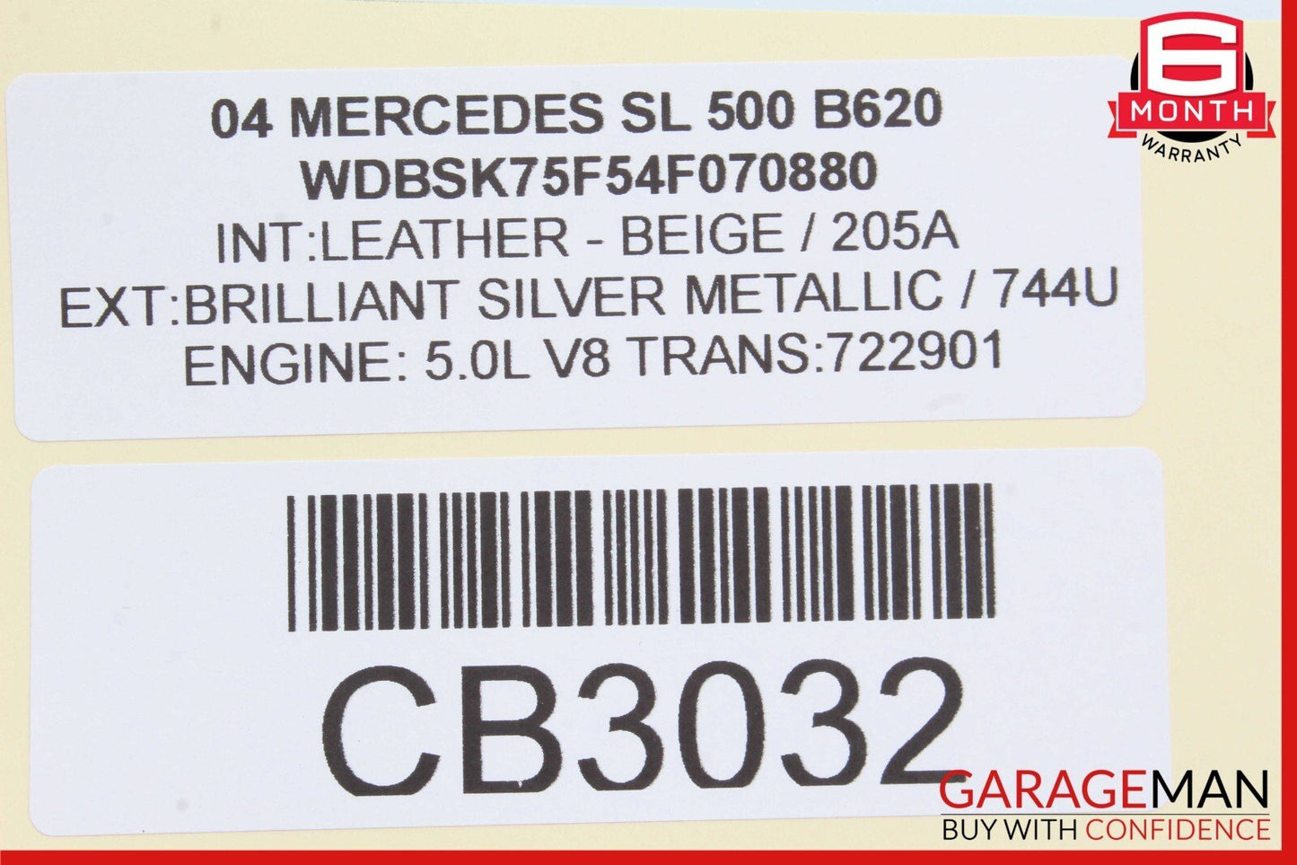 03-12 Mercedes W209 CLK320 E350 SL500 Steering Wheel Airbag Air Bag Beige