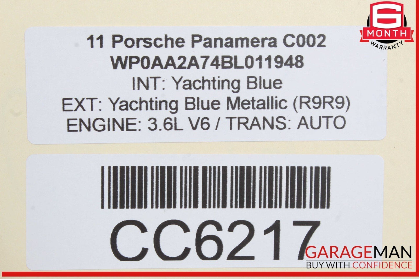 10-16 Porsche Panamera 970 Rear Left Interior Door Panel Leather OEM