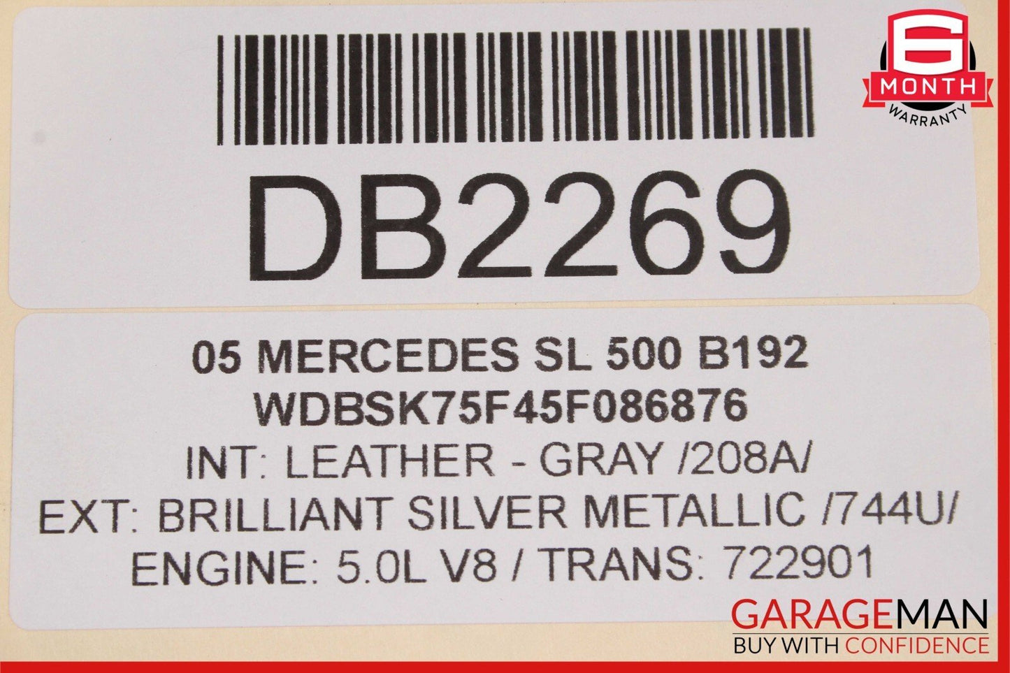 03-08 Mercedes R230 SL500 Right Convertible Roof Hard Top Hinge C Pillar Cover