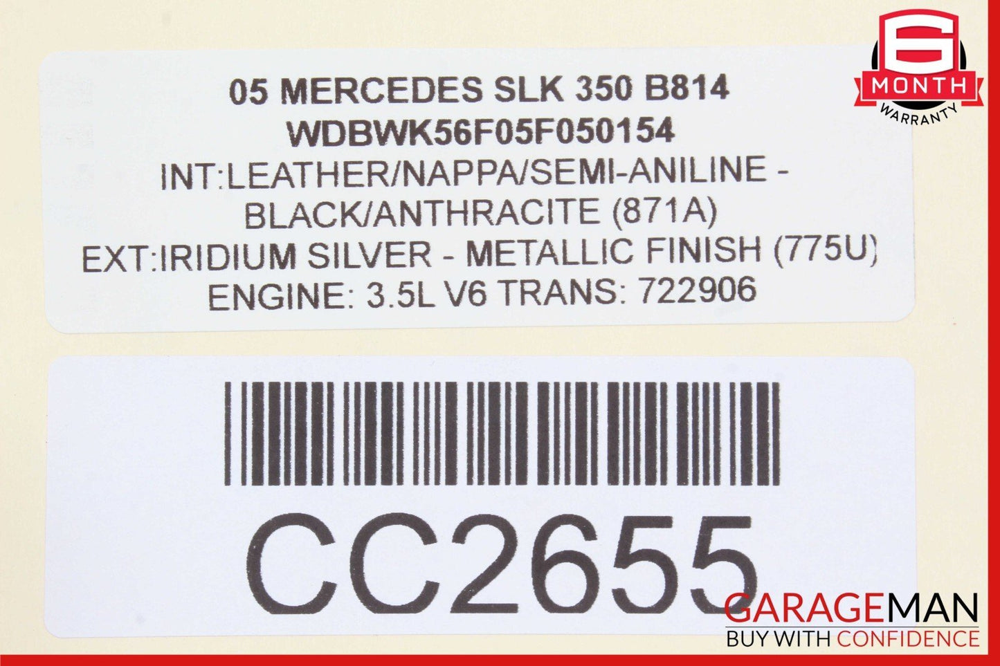 05-11 Mercedes R171 SLK350 Front Right Passenger Side Top Upper Seat Cushion OEM