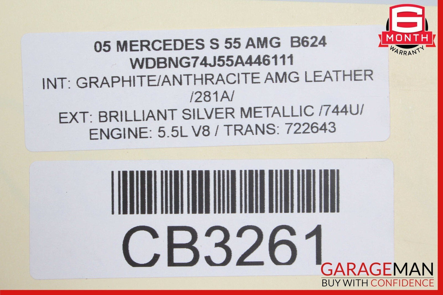 03-06 Mercedes W220 S55 S65 AMG Front Left or Right Top Upper Seat Cushion OEM