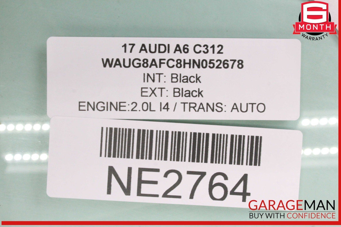 12-18 Audi A6 S6 Rear Left Driver Side Door Window Glass OEM