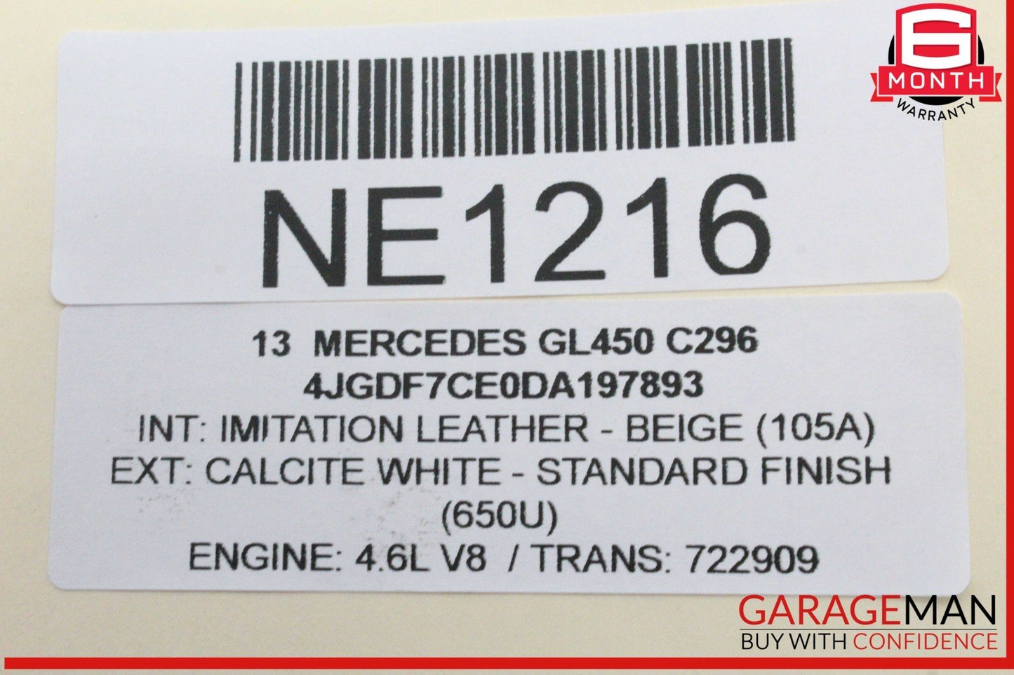 12-16 Mercedes X166 GL450 Right Passenger Side Exterior Door Handle White OEM
