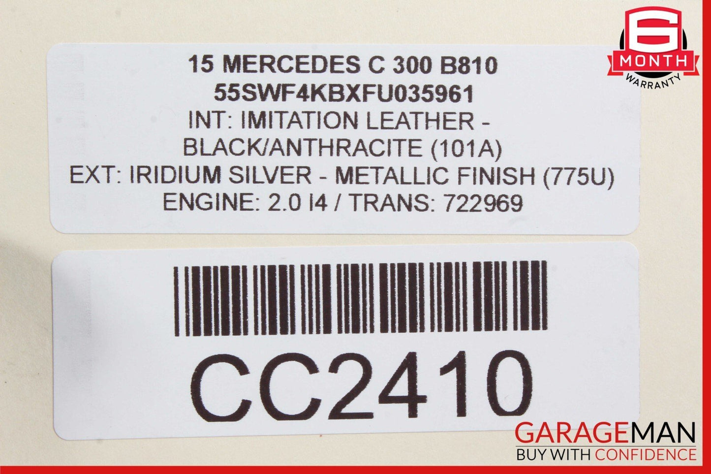15-20 Mercedes W205 C300 Sedan Rear Right Side Exterior Door Shell Silver OEM