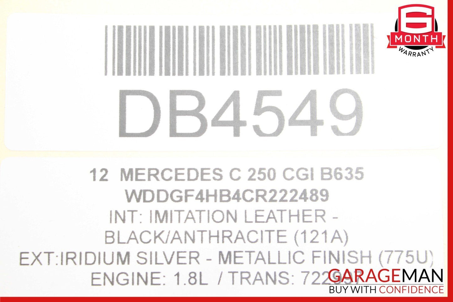 08-14 Mercedes W204 C300 Sedan Rear Left Side Interior Door Trim Panel Black