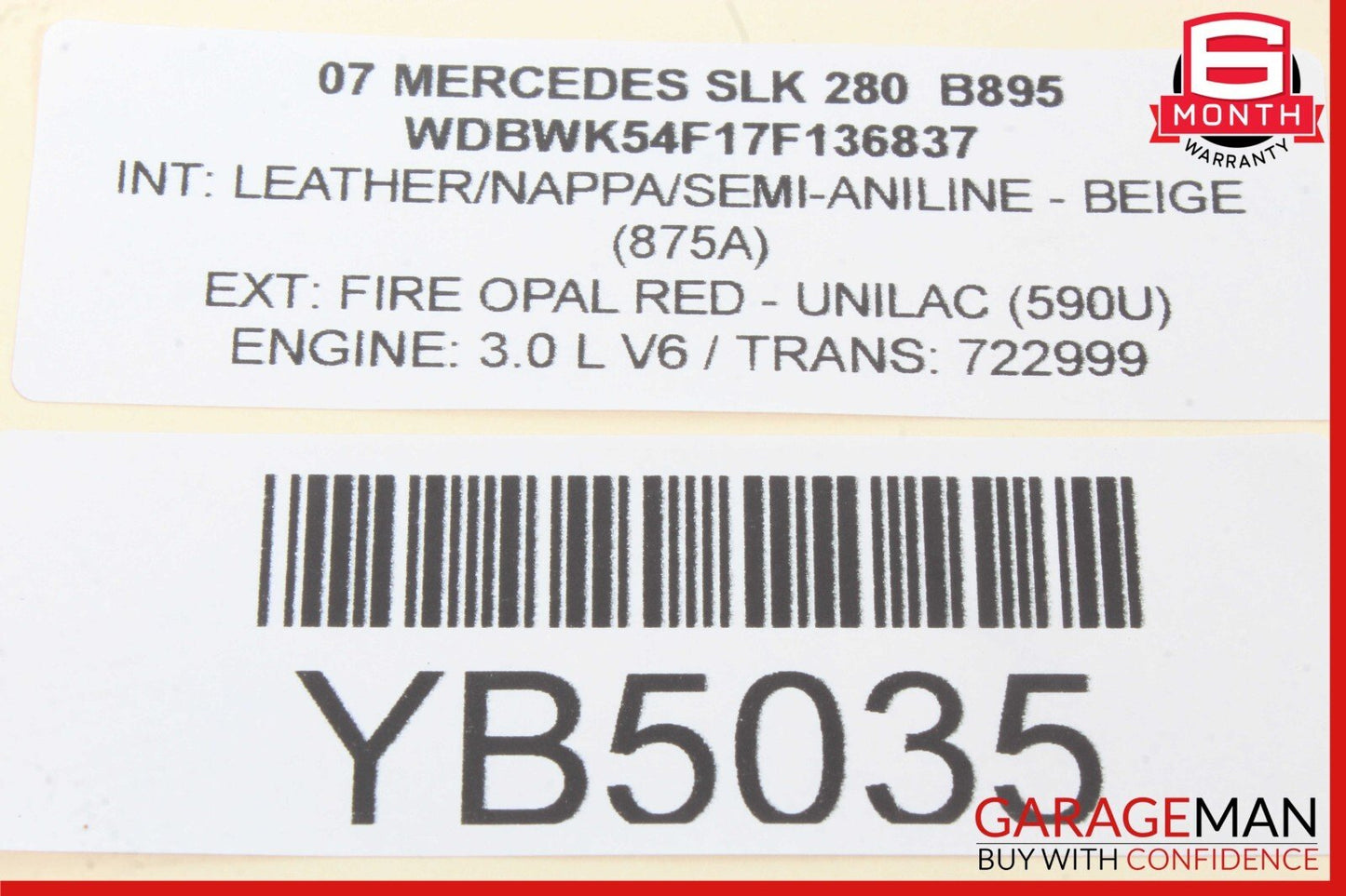 05-11 Mercedes R171 SLK280 Center Console Convertible Top Mirror Switch Panel