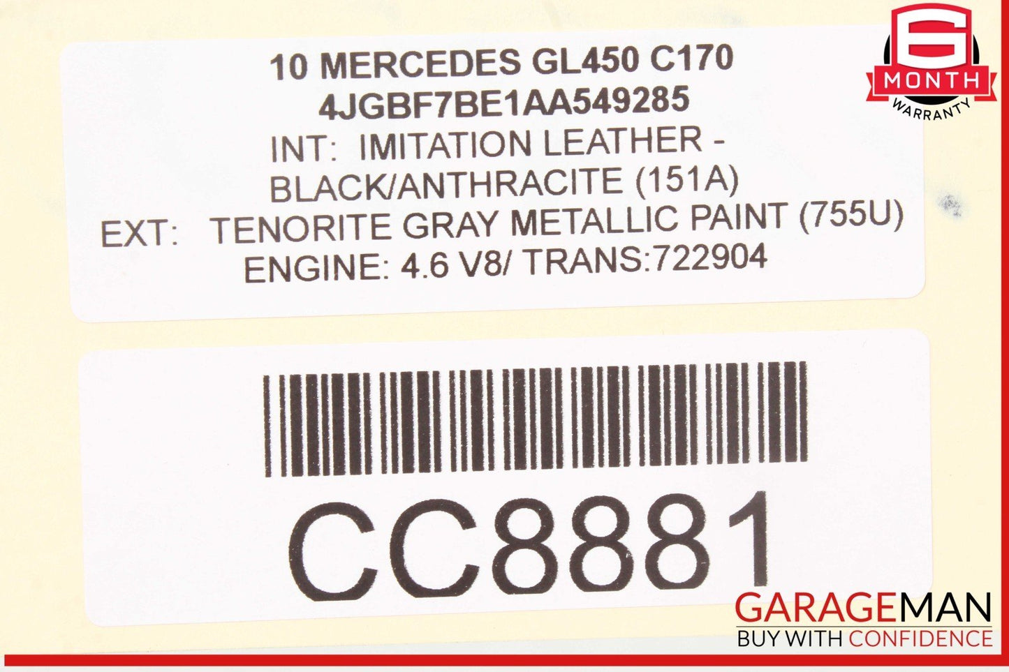 06-12 Mercedes X164 GL450 ML550 Upper Radiator Core Tie Bar Support OEM