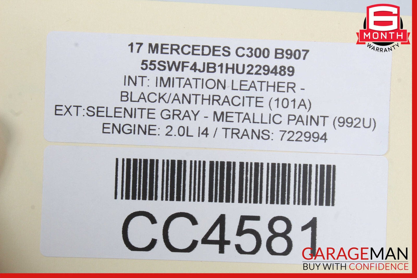15-18 Mercedes W205 C300 C350e Front Right Side Interior Door Panel OEM
