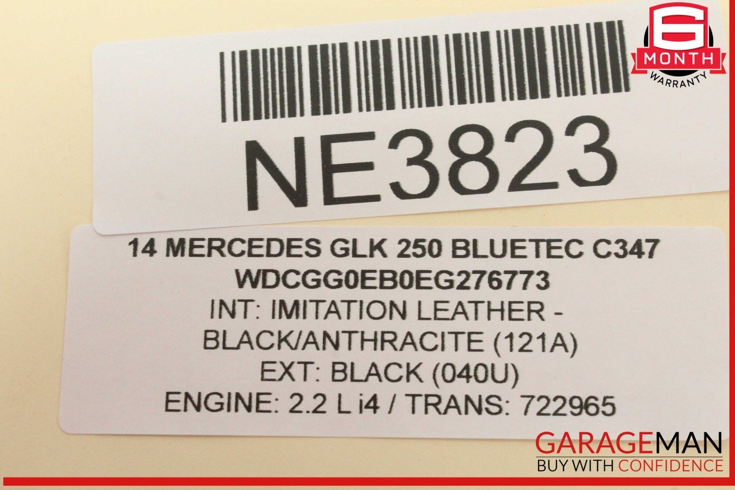 08-16 Mercedes X204 GLK250 Bluetec Rear Left Side Window Regulator Motor OEM