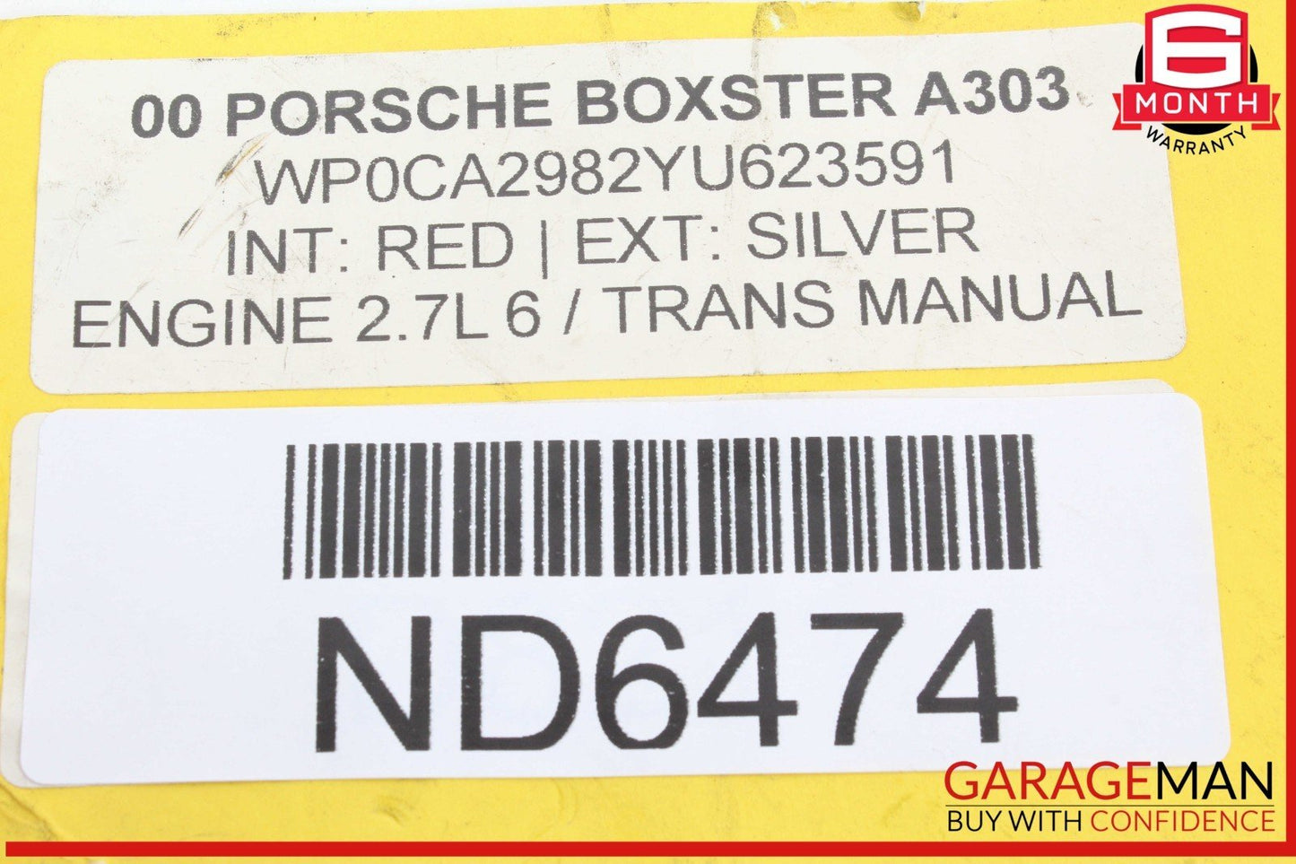 97-04 Porsche Boxster 986 Carrera 996 911 Front Left Side Door Airbag Air Bag