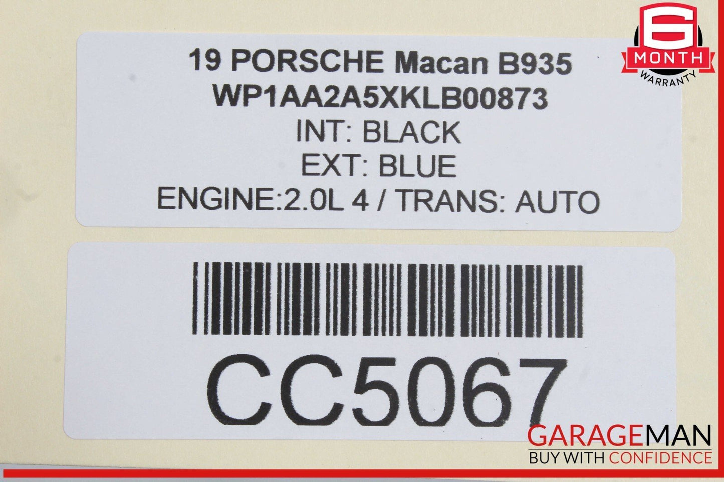 15-24 Porsche Macan 95B Front Left Driver Side Seat Upper Cushion Black OEM