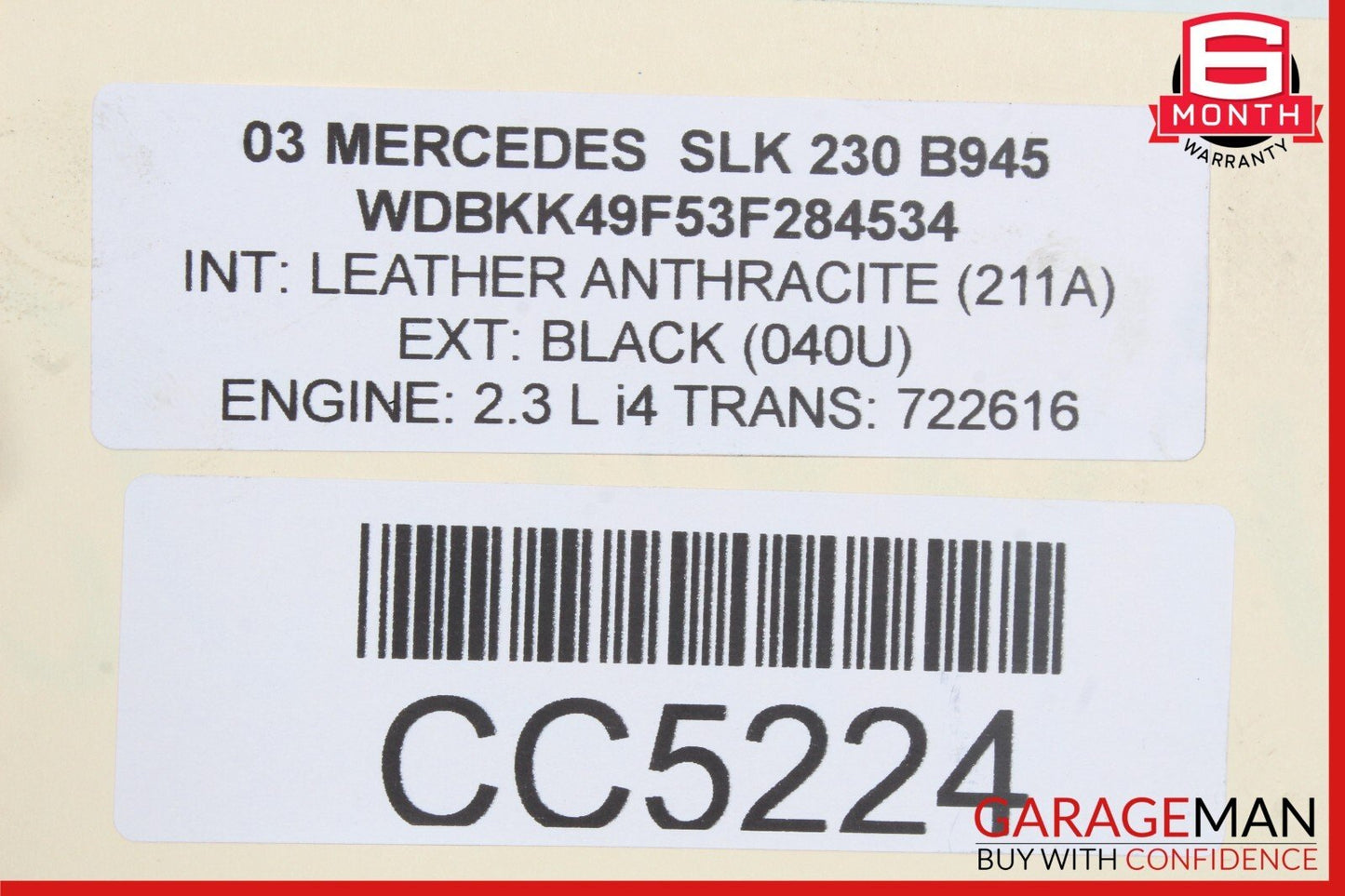 01-04 Mercedes R170 SLK230 5G 5 Speed Automatic Transmission 722616 OEM 152k