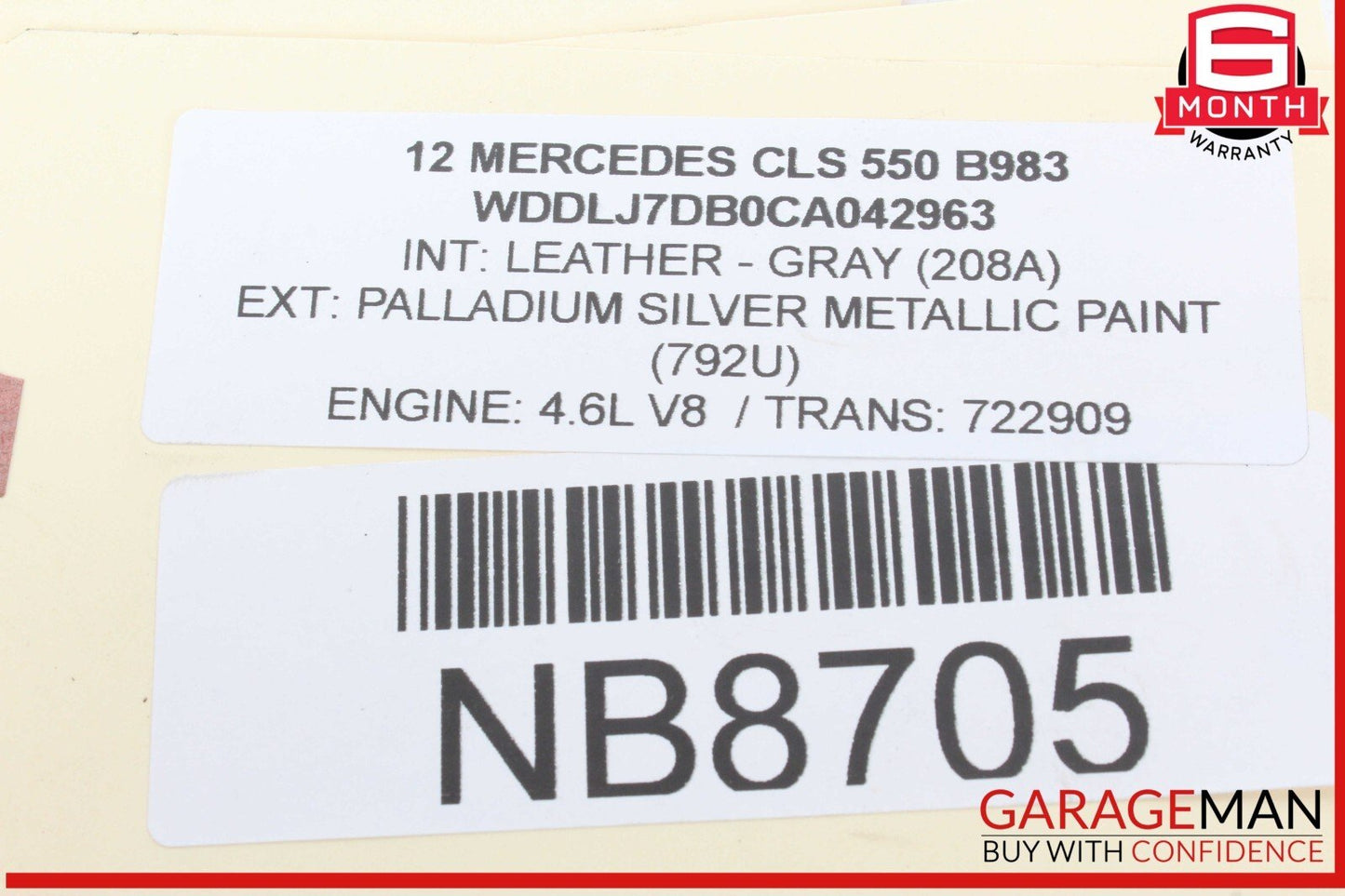 11-19 Mercedes W218 CLS550 Right Fuel Injection Rail Line w/ Injectors