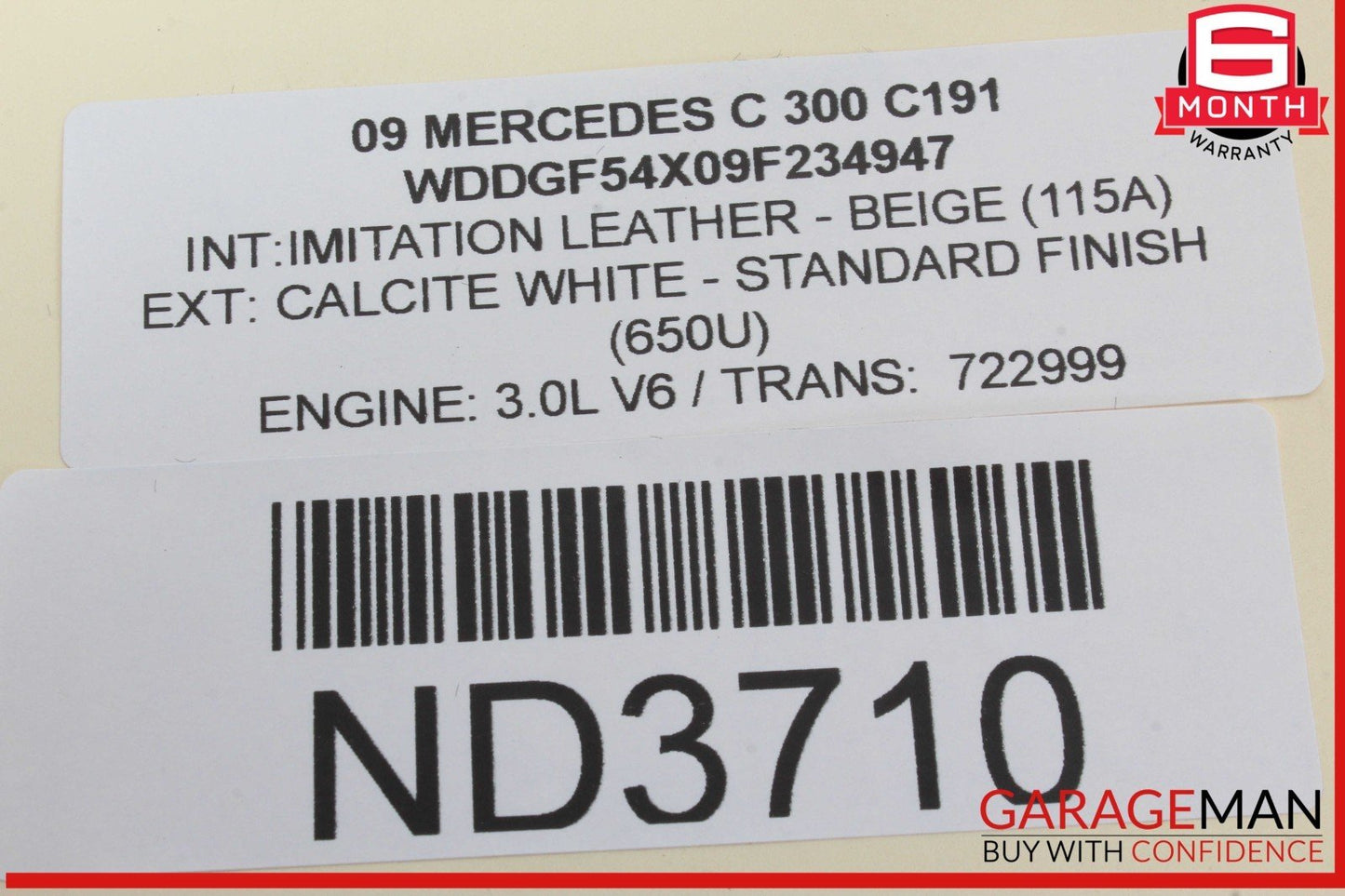 08-11 Mercedes W204 C300 C250 Dashboard Glove Box Compartment Beige OEM