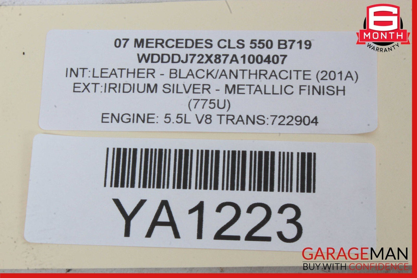 03-11 Mercedes W211 E350 CLS500 Rear Overhead Dome Light Gray 2118207501 OEM