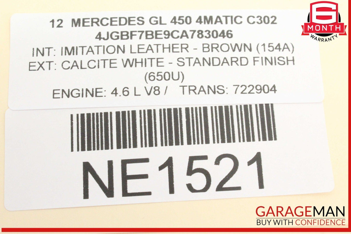 06-12 Mercedes X164 GL450 4MATIC Front Right Side Sun Visor Sunvisor Cover OEM