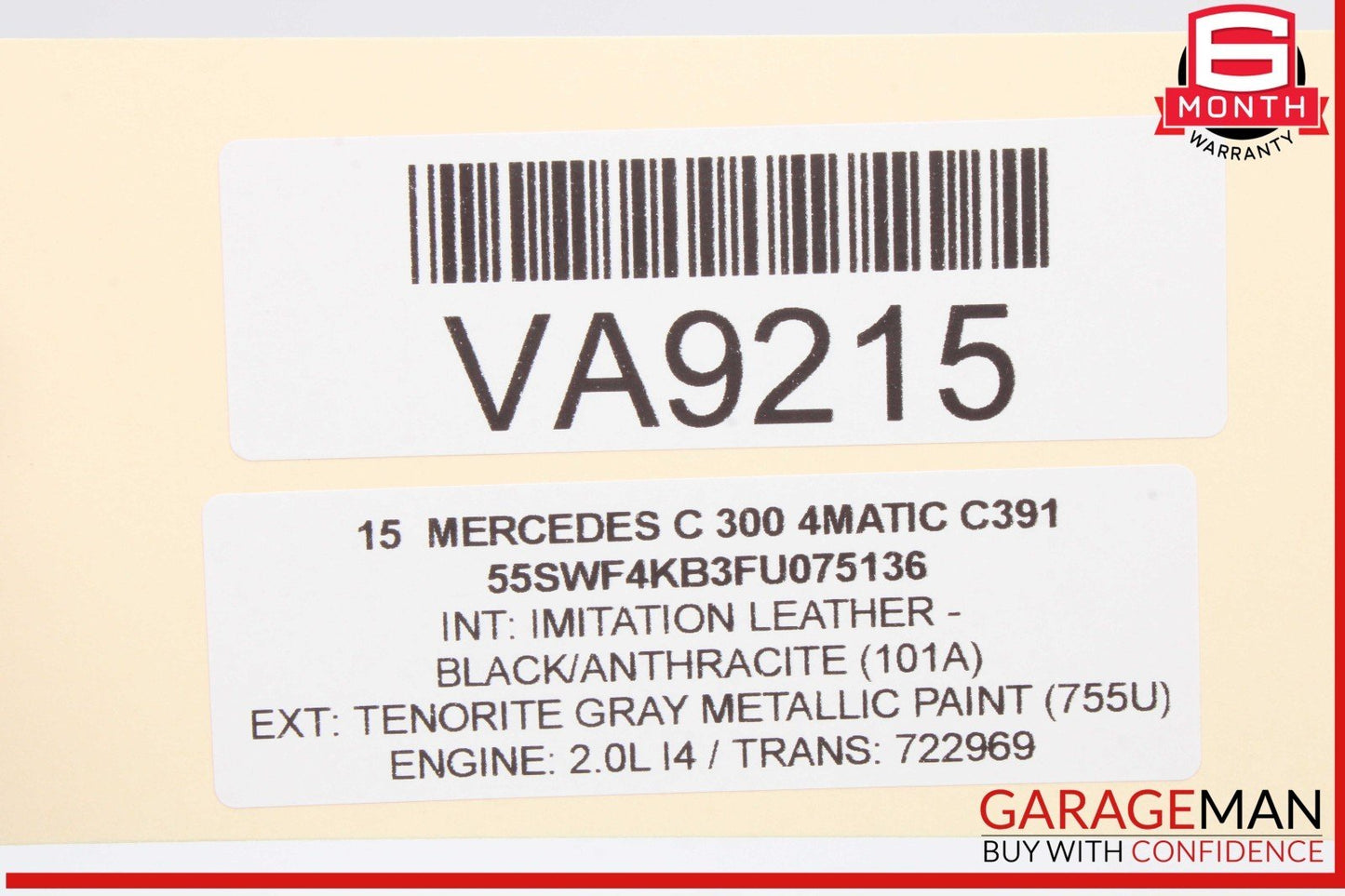 15-20 Mercedes W205 C300 4MATIC Rear Left Side Exterior Door Handle Gray OEM