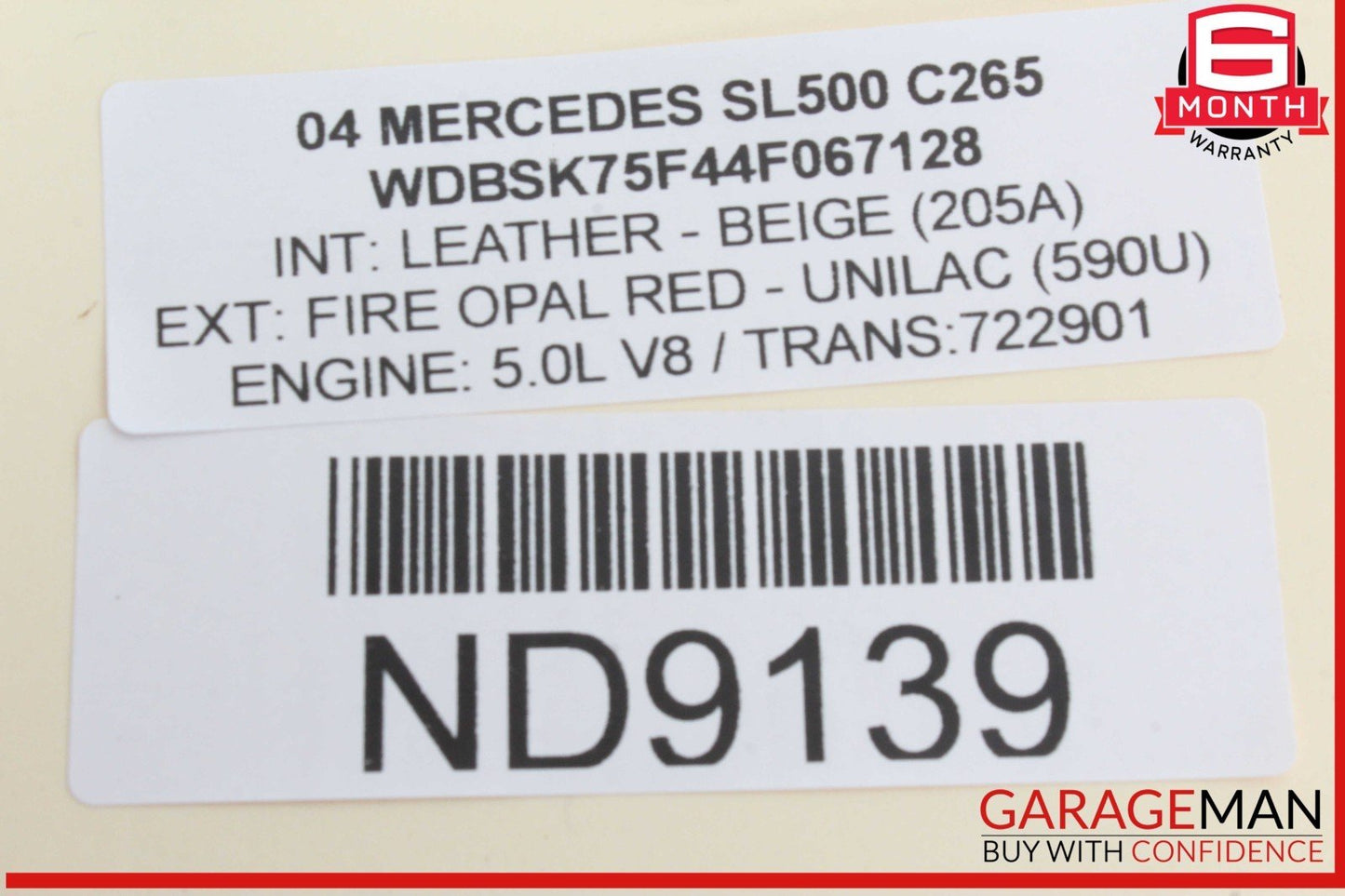 03-12 Mercedes R230 SL500 S55 AMG Convertible Right Lock Pawl Cylinder OEM