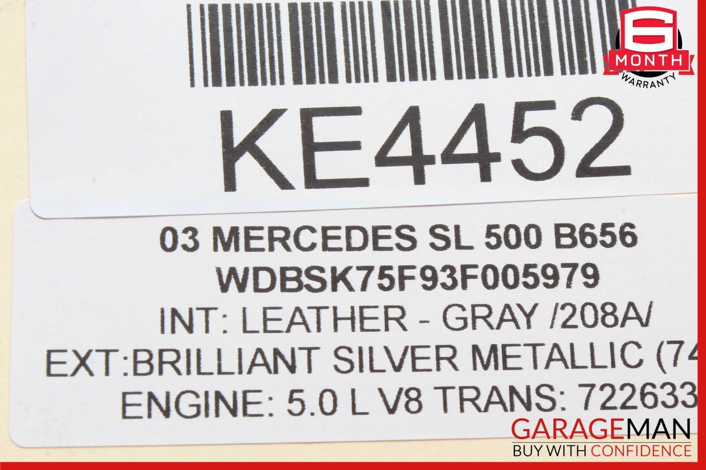 00-12 Mercedes R230 SL500 CL55 AMG Front Left Driver Door Window Regulator Motor
