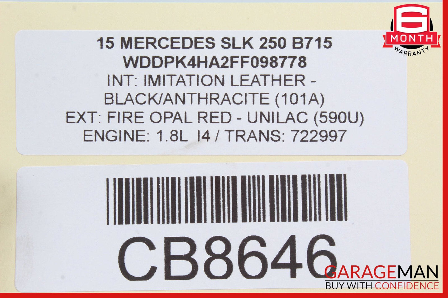 12-20 Mercedes R172 SLK250 SLC300 Door Airbag Left Driver Side 1728602502 OEM