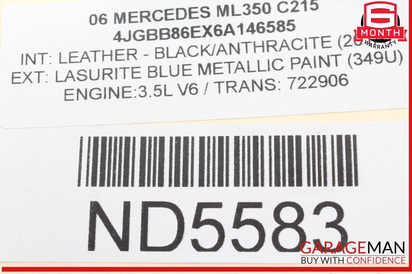 06-12 Mercedes W164 ML350 GL450 Front Upper Radiator Support Bracket w/ Horn