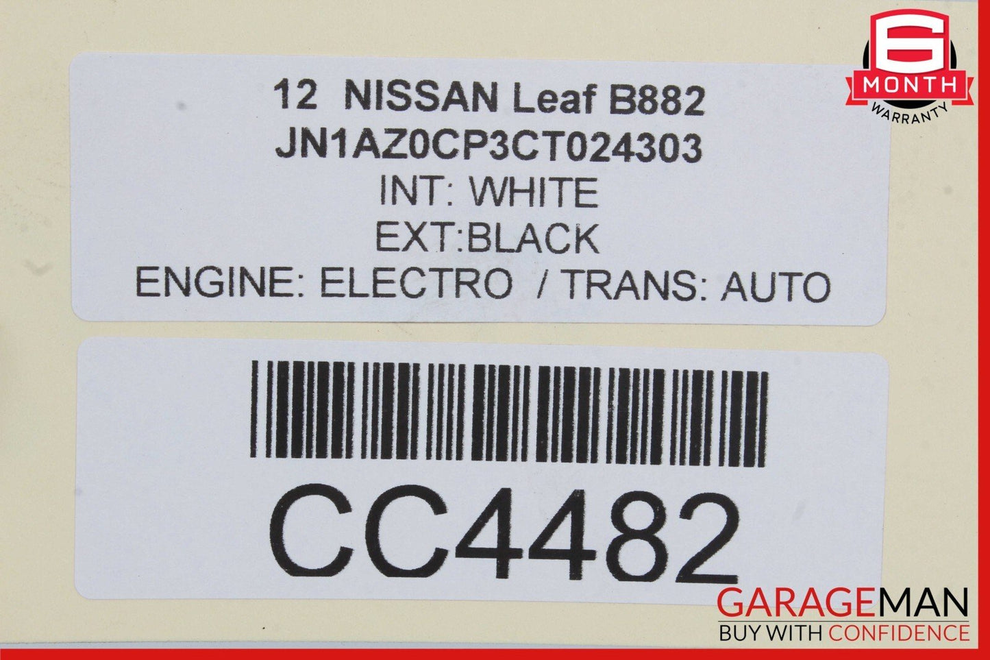 11-12 Nissan Leaf Rear Door Deck Liftgate Tailgate Trunk Lid White OEM