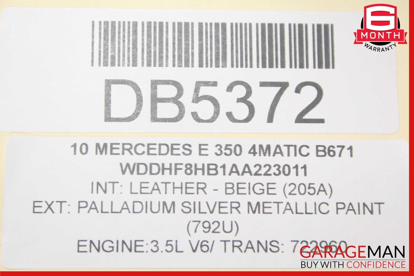 10-11 Mercedes W212 E350 4Matic AWD 3.5L V6 Engine Motor Block Assembly 149k