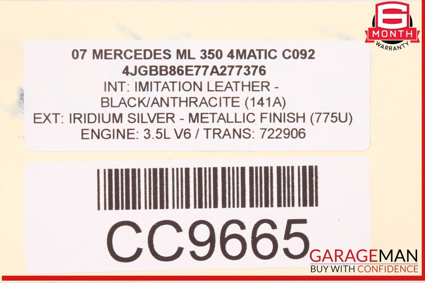 06-12 Mercedes W164 ML350 GL450 Rear Bumper Reinforcement Impact Crash Bar Rebar