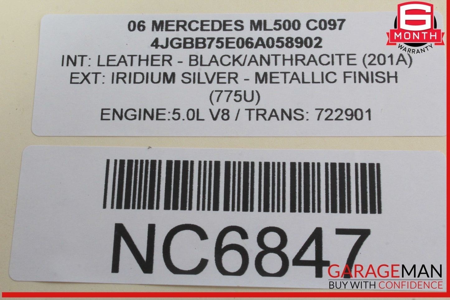 06-08 Mercedes W164 ML500 R500 Driver Side Steering Wheel Airbag Air Bag Black